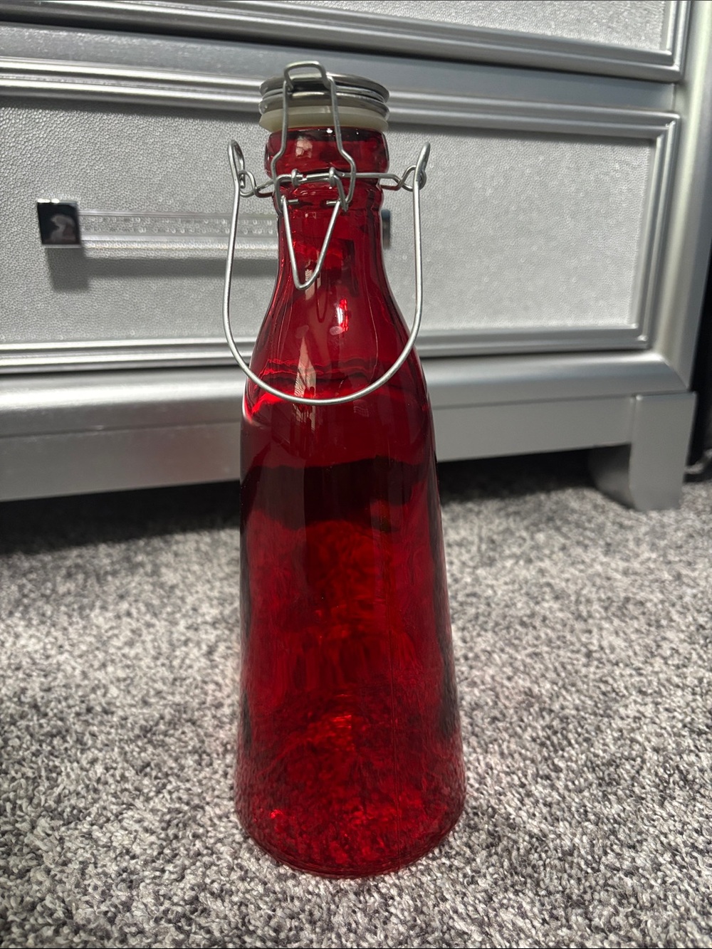 Red Glass Bottle with Swing Top Cap